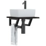 Estante de lavabo de pared de acero y madera maciza de roble de , Tocadores de baño - Ref: Foro24-3302575, Precio: 57,44 €, D...