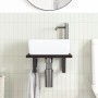 Estante de lavabo de pared de acero y madera maciza de roble de , Tocadores de baño - Ref: Foro24-3302575, Precio: 57,44 €, D...