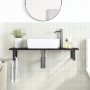 Estante de lavabo de pared de acero y madera maciza de roble de , Tocadores de baño - Ref: Foro24-3302589, Precio: 70,36 €, D...