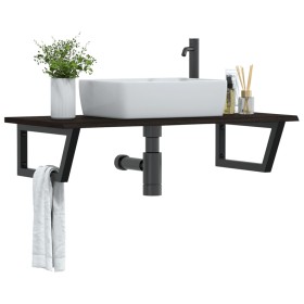 Estante de lavabo de pared de acero y madera maciza de roble de , Tocadores de baño - Ref: Foro24-3302627, Precio: 87,76 €, D...