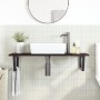 Estante de lavabo de pared de acero y madera maciza de roble de , Tocadores de baño - Ref: Foro24-3302627, Precio: 87,76 €, D...