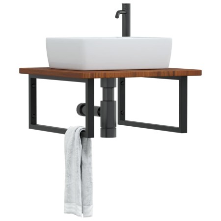 Estante de lavabo de pared de acero y madera maciza de roble de , Tocadores de baño - Ref: Foro24-3302485, Precio: 105,90 €, ...
