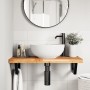 Estante de lavabo de pared acero y madera maciza de acacia de , Tocadores de baño - Ref: Foro24-3302743, Precio: 96,91 €, Des...