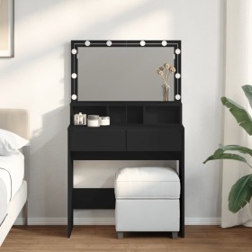 Tocador con luces LED negro 80x41x134,5 cm de , Tocadores para dormitorios - Ref: Foro24-848186, Precio: 173,04 €, Descuento: %