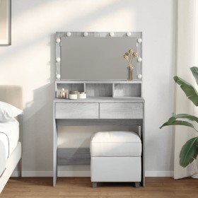 Tocador con luces LED color gris Sonoma 80x41x134,5 cm de , Tocadores para dormitorios - Ref: Foro24-848190, Precio: 139,95 €...