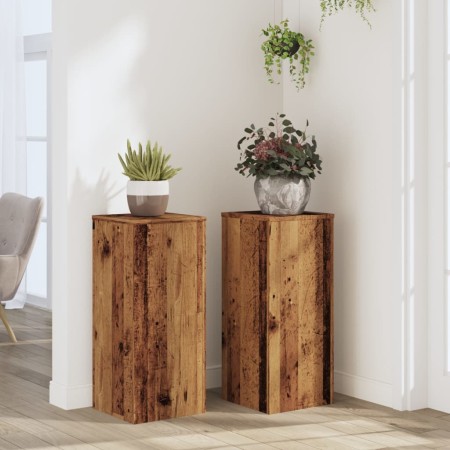 Soportes de plantas 2 uds madera roble envejecido 30x30x70 cm de , Soportes para macetas - Ref: Foro24-852931, Precio: 67,83 ...