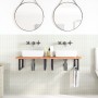 Estante de lavabo de pared de acero y madera maciza de haya de , Tocadores de baño - Ref: Foro24-3302453, Precio: 149,13 €, D...