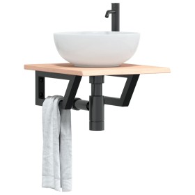 Estante de lavabo de pared de acero y madera maciza de roble de , Tocadores de baño - Ref: Foro24-3302535, Precio: 58,09 €, D...