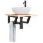Estante de lavabo de pared de acero y madera maciza de roble de , Tocadores de baño - Ref: Foro24-3302535, Precio: 58,09 €, D...