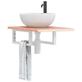 Estante de lavabo de pared de acero y madera maciza de roble de , Tocadores de baño - Ref: Foro24-3302556, Precio: 71,09 €, D...