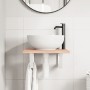 Estante de lavabo de pared de acero y madera maciza de roble de , Tocadores de baño - Ref: Foro24-3302554, Precio: 76,27 €, D...