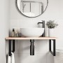 Estante de lavabo de pared de acero y madera maciza de roble de , Tocadores de baño - Ref: Foro24-3302633, Precio: 97,71 €, D...