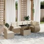 Set sofás de jardín 7 piezas y cojines ratán sintético beige en Conjuntos de jardín | Comprar online en Foru.es
