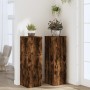 Soportes para plantas 2 uds madera roble ahumado 33x33x100 cm de , Soportes para macetas - Ref: Foro24-3307886, Precio: 99,49...