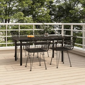 Juego de comedor de jardín 5 piezas ratán sintético negro de , Conjuntos de jardín - Ref: Foro24-3157869, Precio: 393,12 €, D...