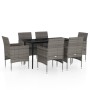 Juego de comedor de jardín 7 piezas con cojines gris y negro de , Conjuntos de jardín - Ref: Foro24-3099314, Precio: 471,90 €...