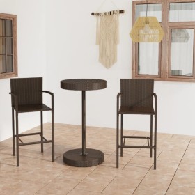 Conjunto de bar para jardín 3 piezas ratán sintético marrón de , Conjuntos de jardín - Ref: Foro24-3064768, Precio: 235,84 €,...