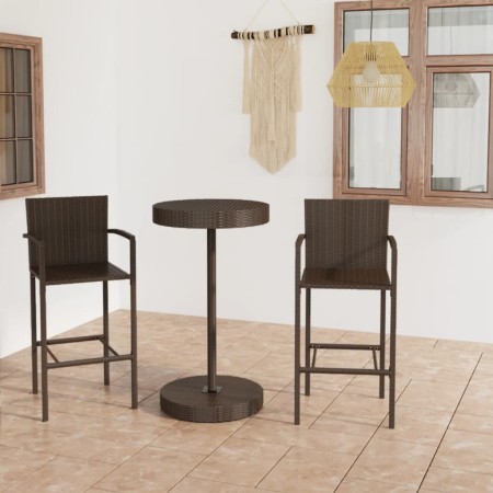 Conjunto de bar para jardín 3 piezas ratán sintético marrón de , Conjuntos de jardín - Ref: Foro24-3064768, Precio: 235,84 €,...