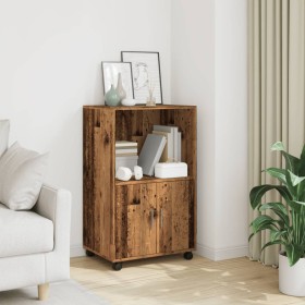 Armario con ruedas madera de ingeniería envejecida 55x40x91 cm de , Aparadores - Ref: Foro24-853189, Precio: 73,28 €, Descuen...
