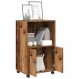 Armario con ruedas madera de ingeniería envejecida 55x40x91 cm de , Aparadores - Ref: Foro24-853189, Precio: 73,28 €, Descuen...