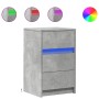 Mesita de noche con luces LED madera ingeniería gris hormigón de , Mesitas de noche - Ref: Foro24-852015, Precio: 80,67 €, De...