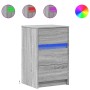 Mesita de noche con luces LED madera de ingeniería gris Sonoma de , Mesitas de noche - Ref: Foro24-852017, Precio: 64,54 €, D...