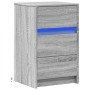 Mesita de noche con luces LED madera de ingeniería gris Sonoma de , Mesitas de noche - Ref: Foro24-852017, Precio: 64,54 €, D...