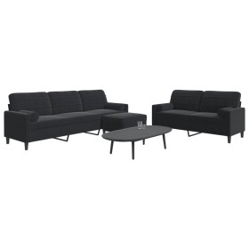 Juego de sofás con cojines 3 piezas terciopelo negro de , Sofás - Ref: Foro24-3278506, Precio: 566,45 €, Descuento: %