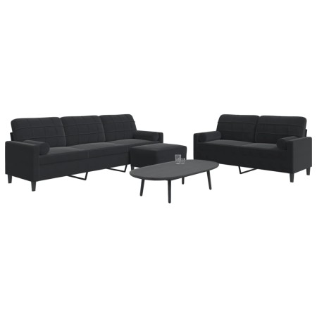 Juego de sofás con cojines 3 piezas terciopelo negro de , Sofás - Ref: Foro24-3278506, Precio: 566,45 €, Descuento: %