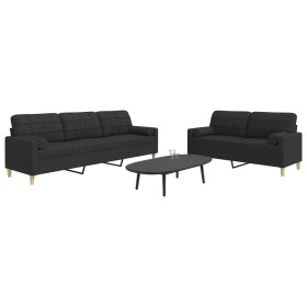 Juego de sofás con cojines 2 piezas tela negro de , Sofás - Ref: Foro24-3278339, Precio: 527,63 €, Descuento: %