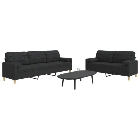 Juego de sofás con cojines 2 piezas tela negro de , Sofás - Ref: Foro24-3278339, Precio: 527,63 €, Descuento: %
