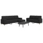 Juego de sofá 3 piezas con reposapiés y cojines tela negro de , Sofás - Ref: Foro24-3278347, Precio: 583,16 €, Descuento: %