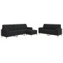 Juego de sofá 3 piezas con reposapiés y cojines tela negro de , Sofás - Ref: Foro24-3278347, Precio: 583,16 €, Descuento: %