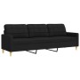 Juego de sofá 3 piezas con reposapiés y cojines tela negro de , Sofás - Ref: Foro24-3278347, Precio: 583,16 €, Descuento: %