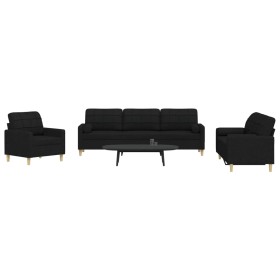Juego de sofás con cojines 3 piezas tela negro de , Sofás - Ref: Foro24-3278307, Precio: 669,53 €, Descuento: %