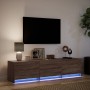 Mueble de TV LED madera ingeniería marrón roble 165x34x40 cm de , Muebles TV - Ref: Foro24-852256, Precio: 105,85 €, Descuent...
