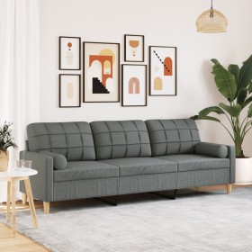 Sofá de 3 plazas con cojines tela gris oscuro 210 cm de , Sofás - Ref: Foro24-3278202, Precio: 298,70 €, Descuento: %