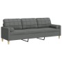 Sofá de 3 plazas con cojines tela gris oscuro 210 cm de , Sofás - Ref: Foro24-3278202, Precio: 298,70 €, Descuento: %