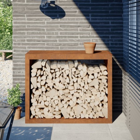 Leñero 100x40x80 cm Acero oxidado de , Bolsas y soportes de leña - Ref: Foro24-850981, Precio: 128,24 €, Descuento: %