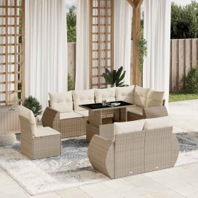 Set de sofás de jardín 9 pzas con cojines ratán sintético beige en Conjuntos de jardín | Comprar online en Foru.es