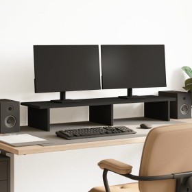 Soporte para monitor madera maciza de pino negro 100x27x15 cm de , Bases y elevadores para ordenadores - Ref: Foro24-854707, ...