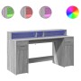 Escritorio con LED madera ingeniería gris sonoma 160x55x91 cm de , Escritorios - Ref: Foro24-3309434, Precio: 209,45 €, Descu...