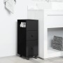 Armario de baño estrecho con ruedas madera de ingeniería negro de , Taquillas y armarios de almacenamiento - Ref: Foro24-8552...