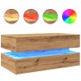 Mesa de centro con luces LED roble artisian 90x50x40 cm de , Mesas de centro - Ref: Foro24-857719, Precio: 116,67 €, Descuent...