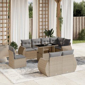 Set de sofás de jardín 9 pzas con cojines ratán sintético beige en Conjuntos de jardín | Comprar online en Foru.es