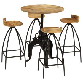 Juego de mesa alta y taburetes 5 piezas madera maciza de mango de , muebles para cocinas y comedores - Ref: Foro24-245272, Pr...