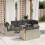 Set muebles jardín 9 pzas y cojines ratán sintético gris claro en Conjuntos de jardín | Comprar online en Foru.es