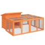 Conejera de madera maciza de pino marrón 144x123x67,5 cm de , Jaulas y habitáculos para animales pequeños - Ref: Foro24-17228...