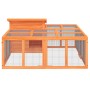 Conejera de madera maciza de pino marrón 144x123x67,5 cm de , Jaulas y habitáculos para animales pequeños - Ref: Foro24-17228...