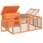 Conejera de madera maciza de pino marrón 144x123x67,5 cm de , Jaulas y habitáculos para animales pequeños - Ref: Foro24-17228...